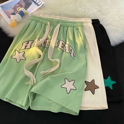 Summer Men Y2k Shorts Letter star Foam Print Shorts Casual Fashion Loose Sweatpants Gym Basketball Short Pants Streetwear 8XL