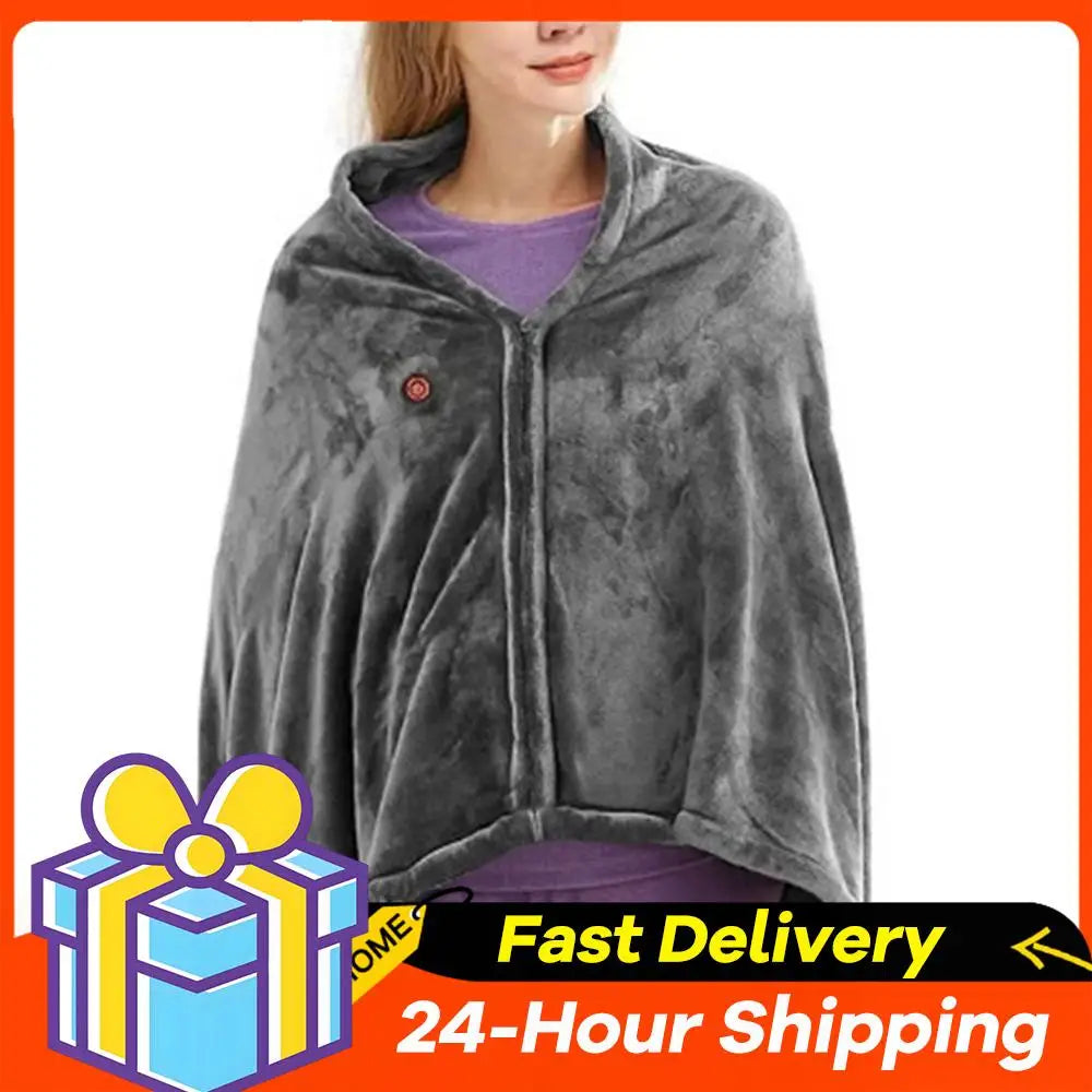 3 Heating Levels Fleece Heated Blanket Wearable Warmer Coral Velvet Blanket Quickly Heated Cape Pad USB Electric Heated Blanket