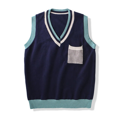Men Knit Sweater Vest ins sweater vest Korean fashion clothes