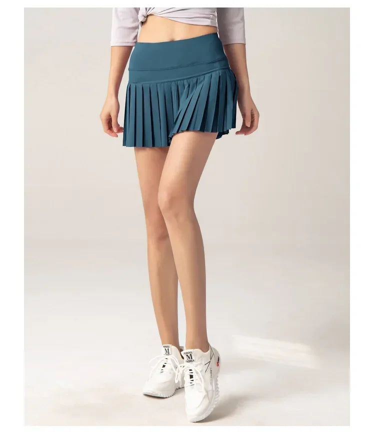 Women Tennis Skirt High Waisted Pleated Running Yoga Skirt Tennis Shorts Breathable Pleated Volleyball Shorts Hiking Shorts