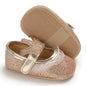 Cute 0-18M Spring Newborn Silver Baby Shoes Non Slip Cloth Bottom Girl Shoes Elegant Breathable Casual Baby First Walking Shoes