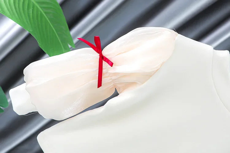 Toddler Baby Girls Dress Autumn  Winter Kids Red Christmas New Year Plush Warm Dress Infant Clothing Set Top+ skirt For 1-4 Years