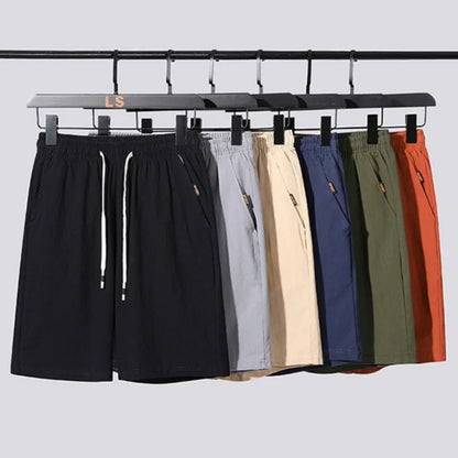 New Men's Cotton Linen Shorts Pants Male Summer Breathable Solid Color Linen Trousers Fitness Streetwear Loose Lace up Bottoms