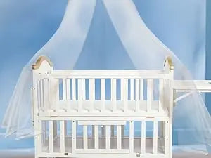Portable Mini Baby Crib, 4-in-1 Modern Design with Foldable Storage Shelf & Mattress Included, Small Wood Convertible Crib,
