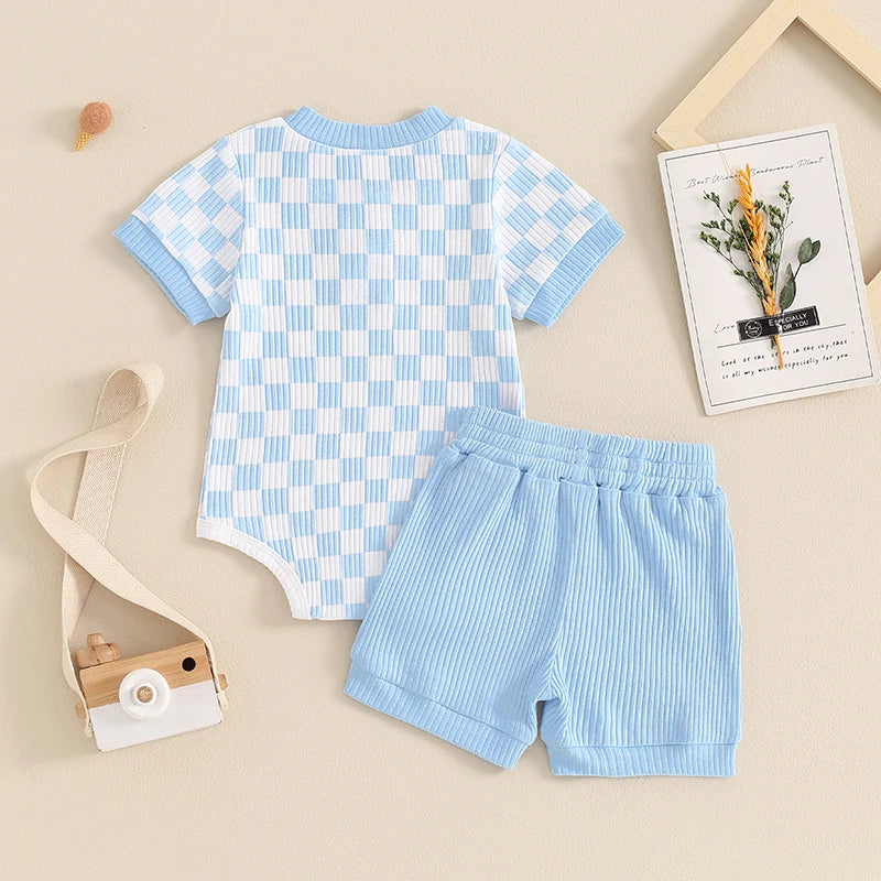 Mubi neo 3 -18 Months Newborn Baby Boy Clothes Ribbed Knit Short Sleeve Romper Shorts Set Infant Summer Outfit  Sets for Babies
