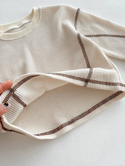 MILANCEL Spring Designer Kids Baby Clothes Casual Boys Suit Cool Infant Blouse And Pants2 PCs Waffle Clothing Set Outfits