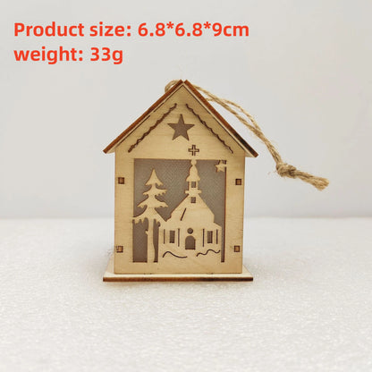 New Holiday Wooden Decorations for Christmas Houses, Wooden Cabin Ornaments, Handmade Wooden Crafts, Christmas Ornaments
