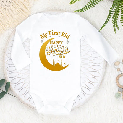 Baby's First Eid Bodysuit My First Eid Toddler Outfit Ramadan New Born Long Sleeve Romper Child Boy Girl Ramadan Clothes