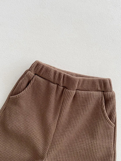 MILANCEL Spring Designer Kids Baby Clothes Casual Boys Suit Cool Infant Blouse And Pants2 PCs Waffle Clothing Set Outfits