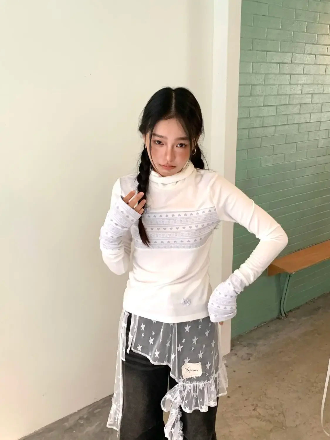 Fashion Star Gauze Sweet Irregular Chic Women Skirts Japanese Y2k Aesthetic Split Skirt Vintage Casual Lace Ruffled Fairy Faldas