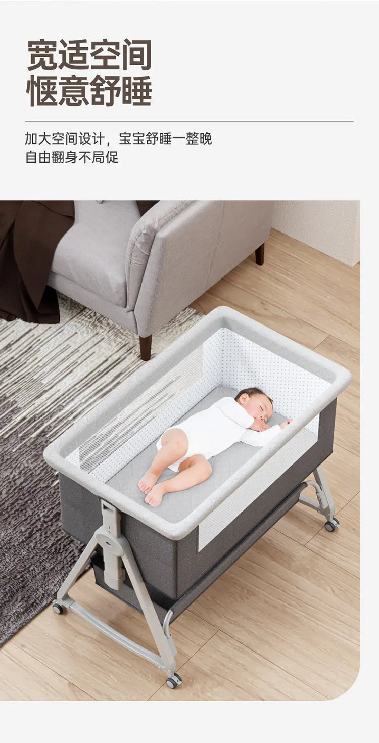 Baby Bed Crib Portable Bassinet Bedside Liftable Cradle Bed Playpen Newborn With Changing Table Storage Bag Mosquito Net