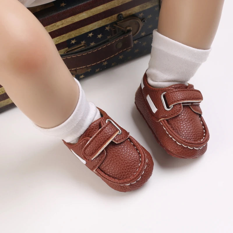 Newborn Baptist Shoes New Leather Gentleman Shoes Anti-slip Soft Bottom Indoor Baby Boys and Girls Casual Shoes Walking Shoes