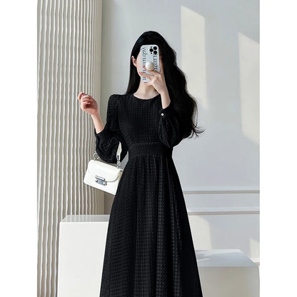 Lace Long Sleeves White Midi Dresses for Women 2025 New Autumn French Elegant Fashion Evening Wedding Party Robe Female Clothing