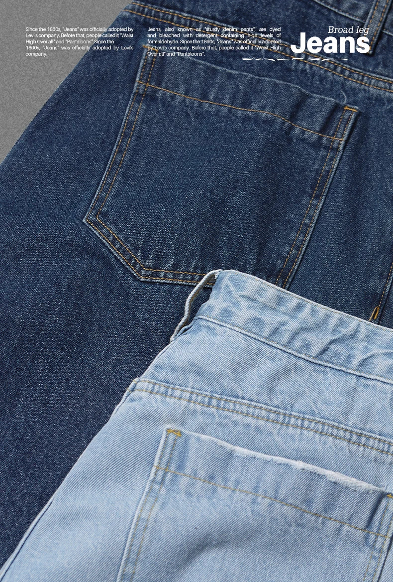 INFLATION Brown Retro Washed Denim Pants Unisex Classic Straight Leg Jeans Male Trouser Plus Size