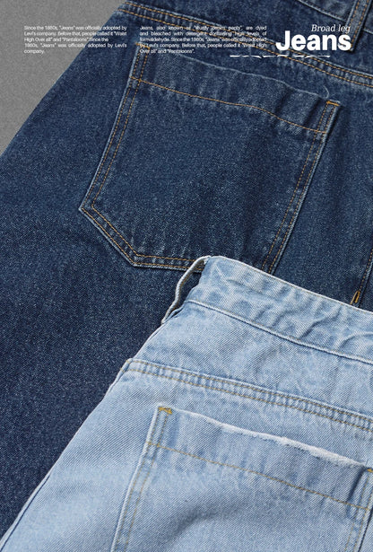 INFLATION Brown Retro Washed Denim Pants Unisex Classic Straight Leg Jeans Male Trouser Plus Size