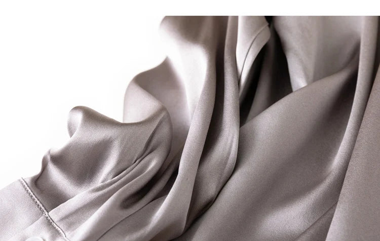 Tajiyane Women's 93% Mulberry Silk 7% Spandex 19 momme satin Silk Buttons long sleeve shirt Top Blouse office work chemise femme