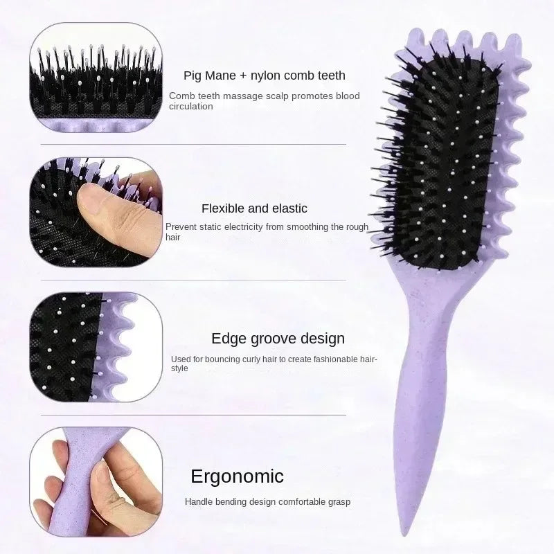 Salon Styling Curly Hair Styling Brush Curl Hair Brush for Combing and Shaping Men's and Women's Curls Reduce Pulling Tools