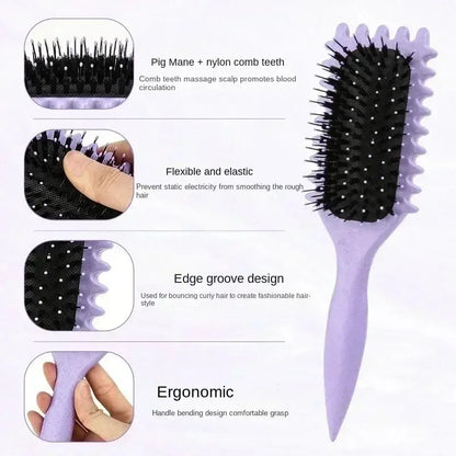 Salon Styling Curly Hair Styling Brush Curl Hair Brush for Combing and Shaping Men's and Women's Curls Reduce Pulling Tools