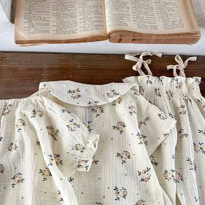 Korean Style Children Clothing Set Short Sleeved Cotton Printed T-Shirt+ Shorts Newborn Baby Girls Clothing Suit For Summer