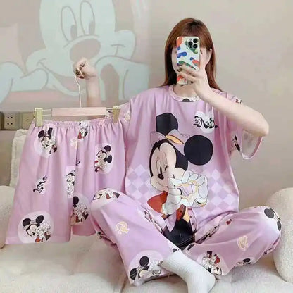 Women's New Three-piece Pajamas Home wear Set of Sweet Pajamas Cartoon Leisure Women's Home wear Pajamas Set