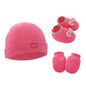 New Newborn Baby Cotton Beanies Hospital Hat Mittens Shoes Sets Solid Stretchy Infant Warm Cap Gloves 0-1 Years Old