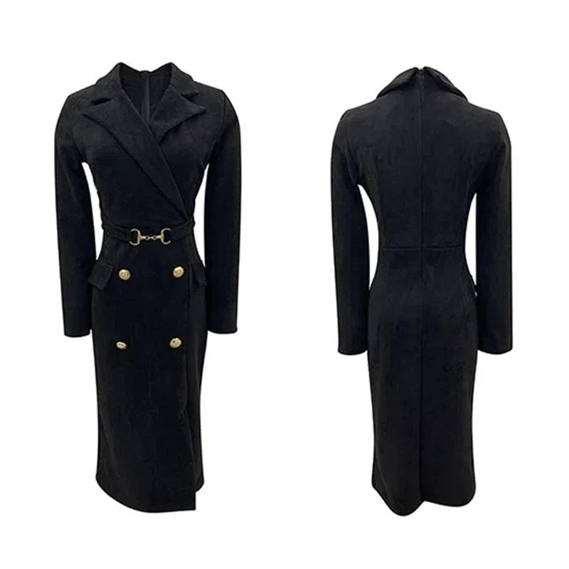 Office Lady Sexy Slim Blazer Dress Women Spring Korean Notched Collar Split Evening Party Dresses Elegant Midi Vestido De Fiest