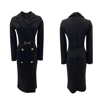 Office Lady Sexy Slim Blazer Dress Women Spring Korean Notched Collar Split Evening Party Dresses Elegant Midi Vestido De Fiest