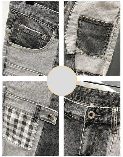 Pants Men Jeans Shorts Hole Streetwear Harajuku Slim Straight Denim Shorts Summer Casual Baggy Ripped Jeans for men clothing