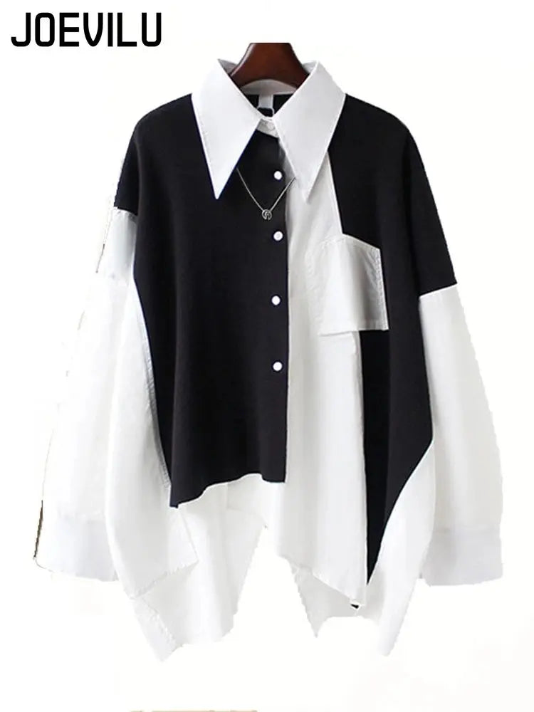 2PCS Women's Streetwear Outfits Loose Long Sleeve Shirt Ribbon Chain Cargo Pants 2 Piece Sets Korean Casual Unisex Couple Suit