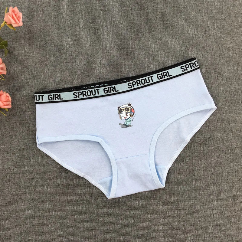 3Pcs New Fashion Cartoon Printing Letter Edge Girl Cotton Underwear Student Boxer Underwear Girls Triangle Underwear 8-16 Years