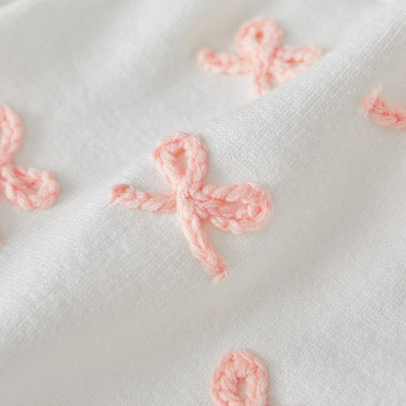 Suefunskry Baby Girl Overalls, Sleeveless Bows Pattern Knit Romper Bodysuit Spring Fall Clothes for Casual Daily