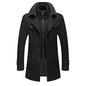 2025 Men's Woolen Coat Middle-aged Double Collar Autumn And Winter Warm Fashion Slim-fitting Woolen Men's Coat Pocket