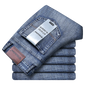 Wthinlee New Business Men's Jeans Casual Straight Stretch Fashion Classic Blue Black Work Denim Trousers Male Brand Clothing