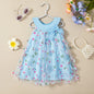 (0-3 Years Old) Summer Mesh All Over Flower Bow Baby Girl Dress Cute Sleeveless Girl Princess Dress