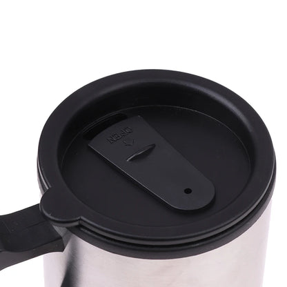 12V 450ml Stainless Steel Vehicle Heating Cup Electric Heating Car Kettle Coffee Heated Mug USB Heating Car Coffee Mug Cup