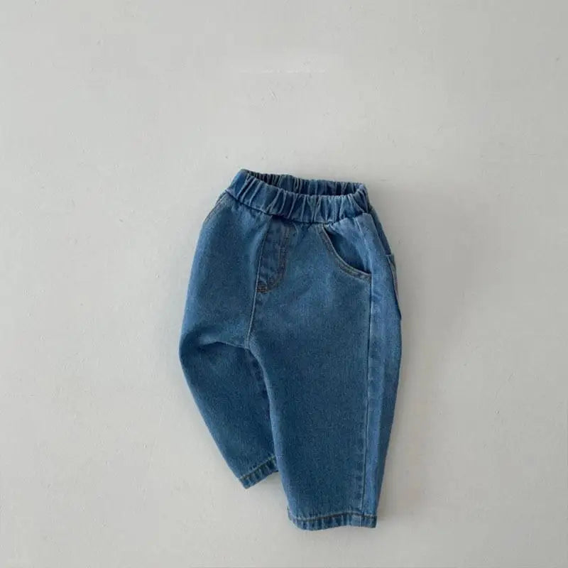 2025 Autumn New Baby Loose Jeans Solid Girls Casual Pants Infant Boys Harem Pants Newborn Toddler Packet Denim Trousers Clothes