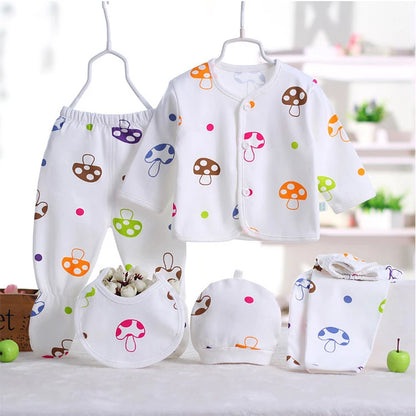 5Piece Sets Spring Autumn Newborn Girls Boy Clothes Casual Cartoon Cute Print Cotton Tops+ Pants Baby Boutique Clothing BC1477-1