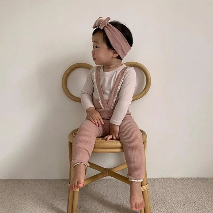 Korean Style Baby Girls Lace Suspenders Toddler Baby Girl Jumpsuits Overall Autumn Spring Newborn Baby Elastic Suspender Pants