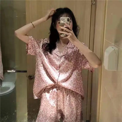 New Women Sleepwear Cartoon Pajamas Female Short  Pants Short Sleeved Summer Spring Loungewear Fashion Home Clothing Home wear