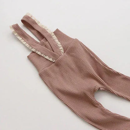 Korean Style Baby Girls Lace Suspenders Toddler Baby Girl Jumpsuits Overall Autumn Spring Newborn Baby Elastic Suspender Pants