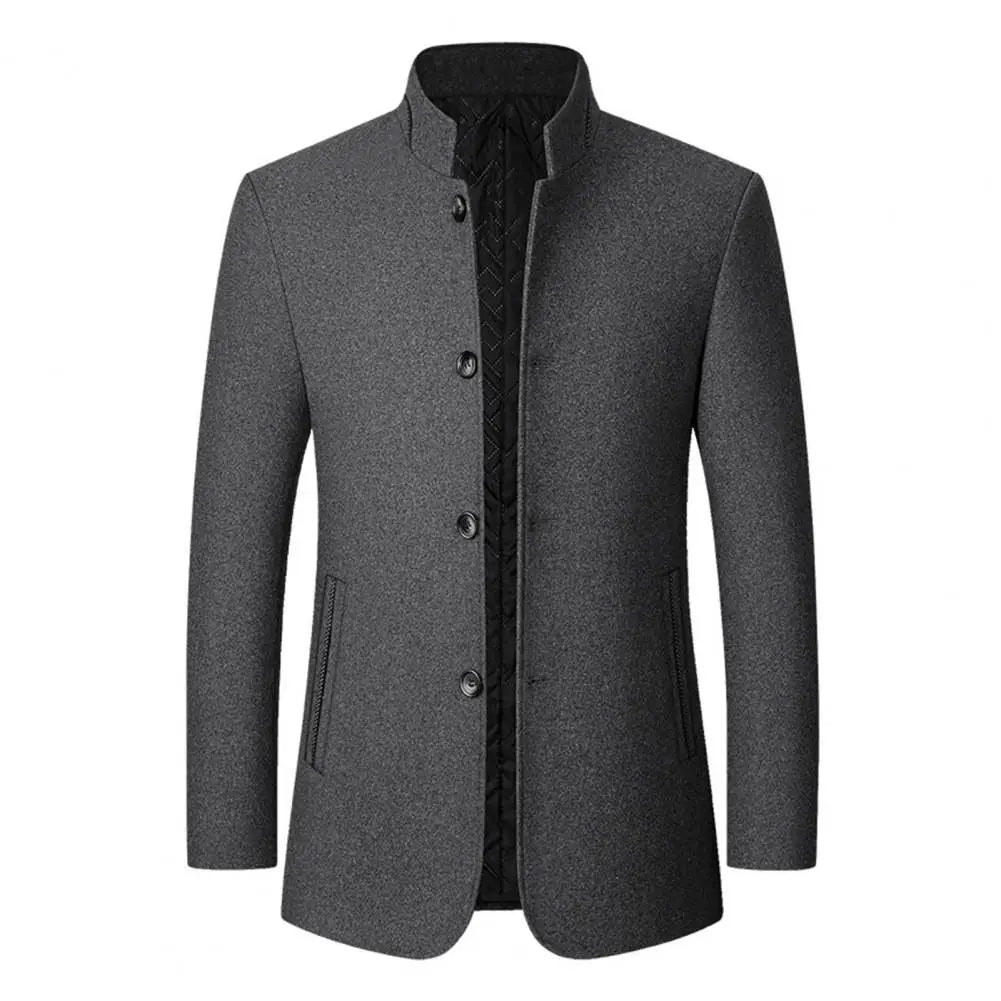 Wool Blend Coat Men Winter Fashion Overcoat Male Thicken Keep Warm Jackets Trench Outerwear Wool Coat Stand Collar