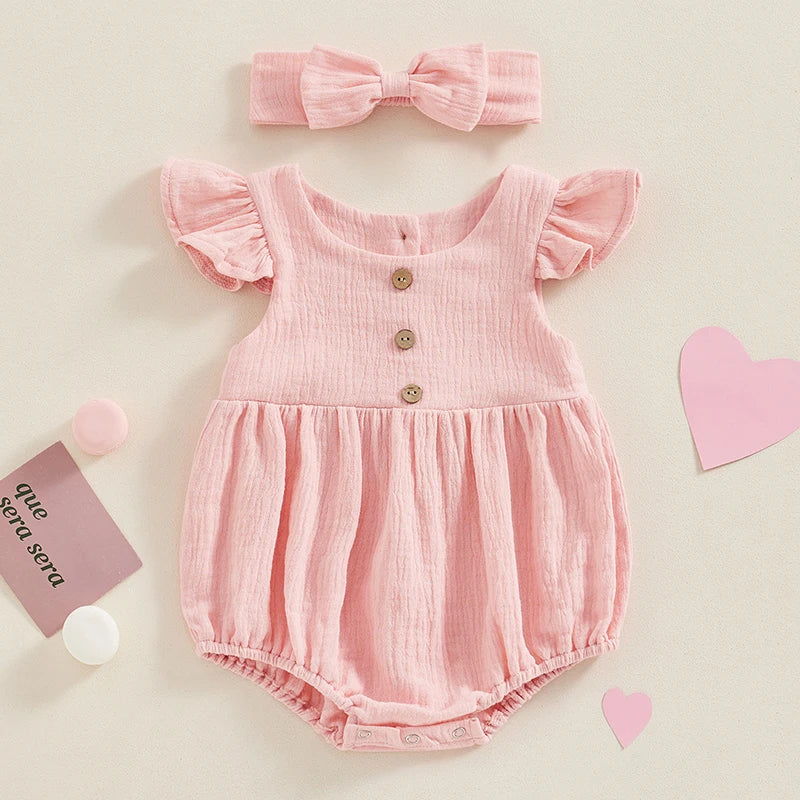 0 to18 Months Baby Girl Clothes White Romper Cute Newborn Clothes Cotton Linen Bodysuit Spring Infant Outfit Baby Items