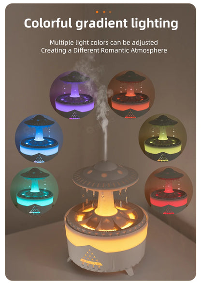 Rain Cloud Humidifier Water Drip with Remote Raindrop Humidifier Rain Cloud Diffuser Mushroom Air Humidifier with Rain Lamp