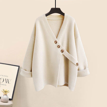 Women's Spring Autumn New Casual Matching Set Korean Elegant Irregular Knit Sweater+ Loose Wide Leg Pants Two Piece Female Suit