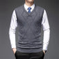 2025 New Trend Men's Business Casual Pullover Wear Warm Sleeveless Wool Knitted Sweater Vest Tops