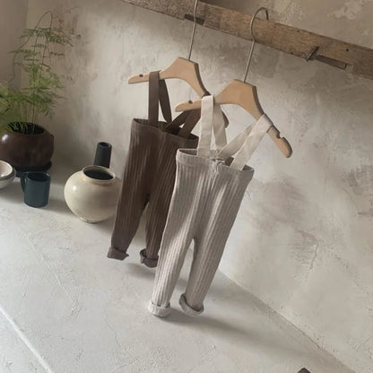 2025 Autumn New Baby Solid Leggings Toddler Boy Pp Pants Cotton Infant Girl Overalls Kids Casual Trousers Baby Strap Leggings