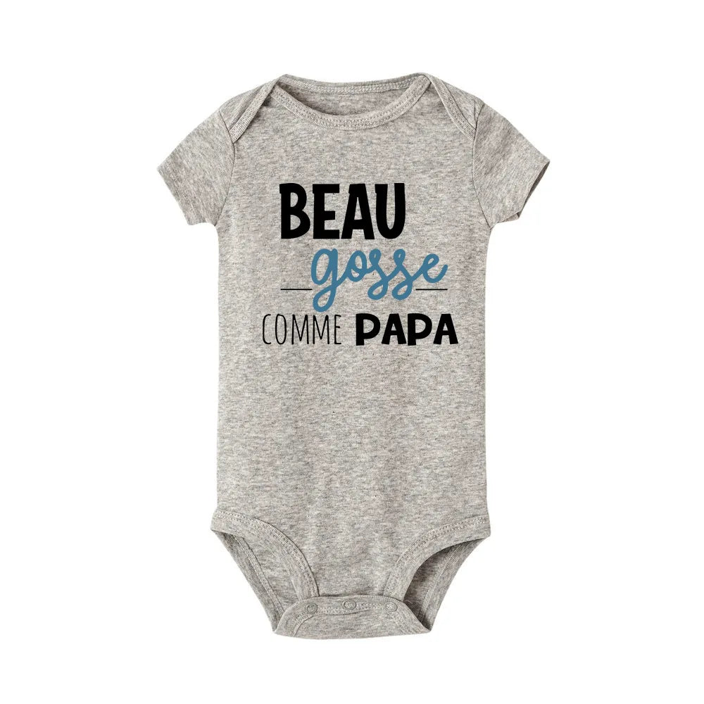 Handsome Like Daddy Newborn Baby Summer Bodysuit Infant Body Short Sleeve Baby Boy Jumpsuit Funny Cute Toddler Bodysuit Outfits