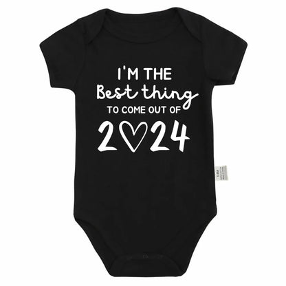 I'm the Best Thing 2024 Newborn Baby Clothes White Cotton Summer Bodysuits for Infants Short Sleeve Boys Girls Romper