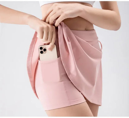 2025 Women Side Slit Sports Skirts Badminton Tennis Workout Skirt Golf Running Skirt Quick Drying Yoga Fitness Skirt Shorts