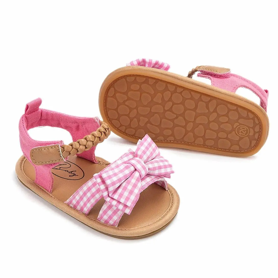 KIDSUN Summer Baby Beach Sandals Bow-knot Rubber Sole Anti-Slip Newborn Princess Toddler Crib First Walkers Baby Girls Shoes
